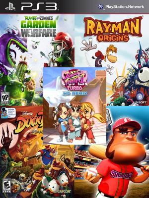  5 JUEGOS EN 1 Plants vs. Zombies Garden Warfare Rayman Origins Mas DuckTales Remastered Mas SUPER MEGA BASEBALL Mas Super Puzzle Fighter II Turbo HD Remix PS3